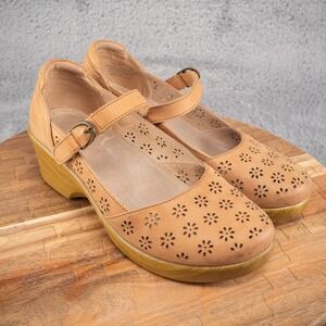 Alegria by PG Lite Vintage Leather Platform Floral Stamped Clogs Size 39 EU 9 US